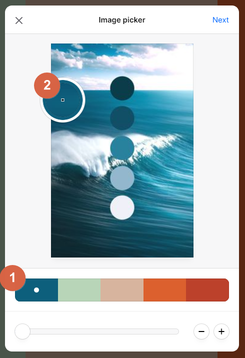 Screenshot showing how to identify a color in an image in coolors • Choose Website Colors