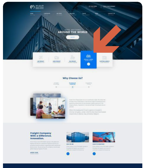 Screenshot showing a blue web layout with a bright blue color accent highlighted • Choose Website Colors