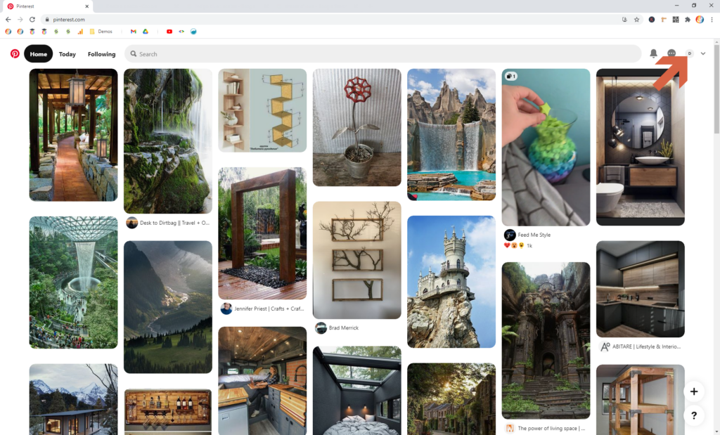 Screenshot showing the profile icon in pinterest • Choose Website Colors