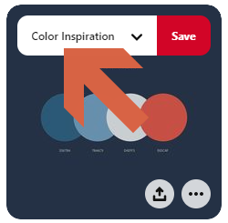 Screenshot showing how to change boards when saving pins in pinterest • Choose Website Colors