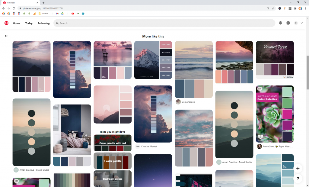 Screenshot showing related pins in pinterest • Choose Website Colors