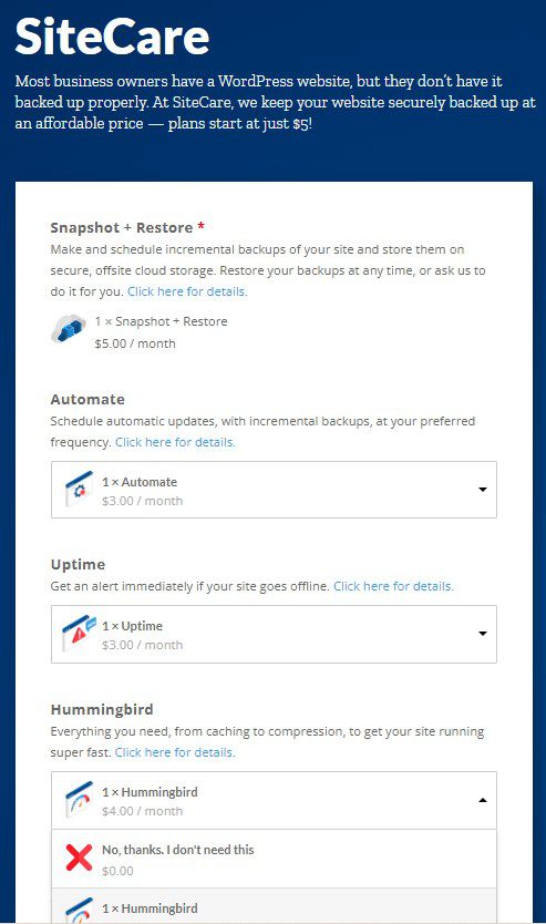 screenshot of sitecare composite product — wordpress ecommerce plugins
