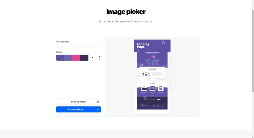 Sample color palette in the Coolors Image Picker