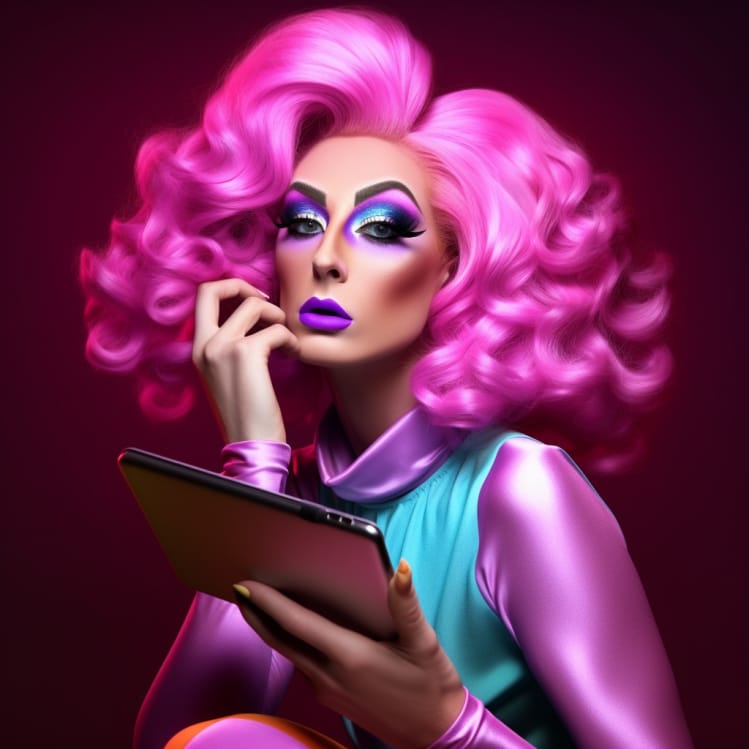 amichaelwagner_same_character_drag_queen_using_a_macbook_laptop_18342b1c 5cb4 4347 82bb 198c5e480bc6